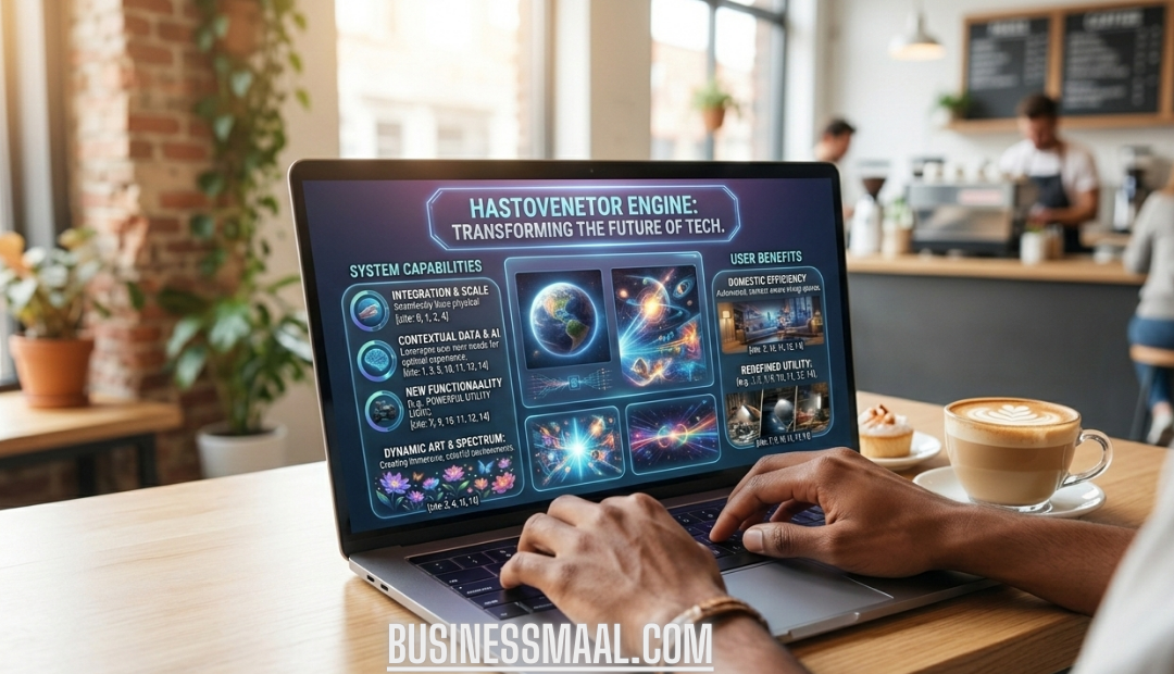 Person using a laptop with Hastovenetor transforming the future of tech with a clean interface.